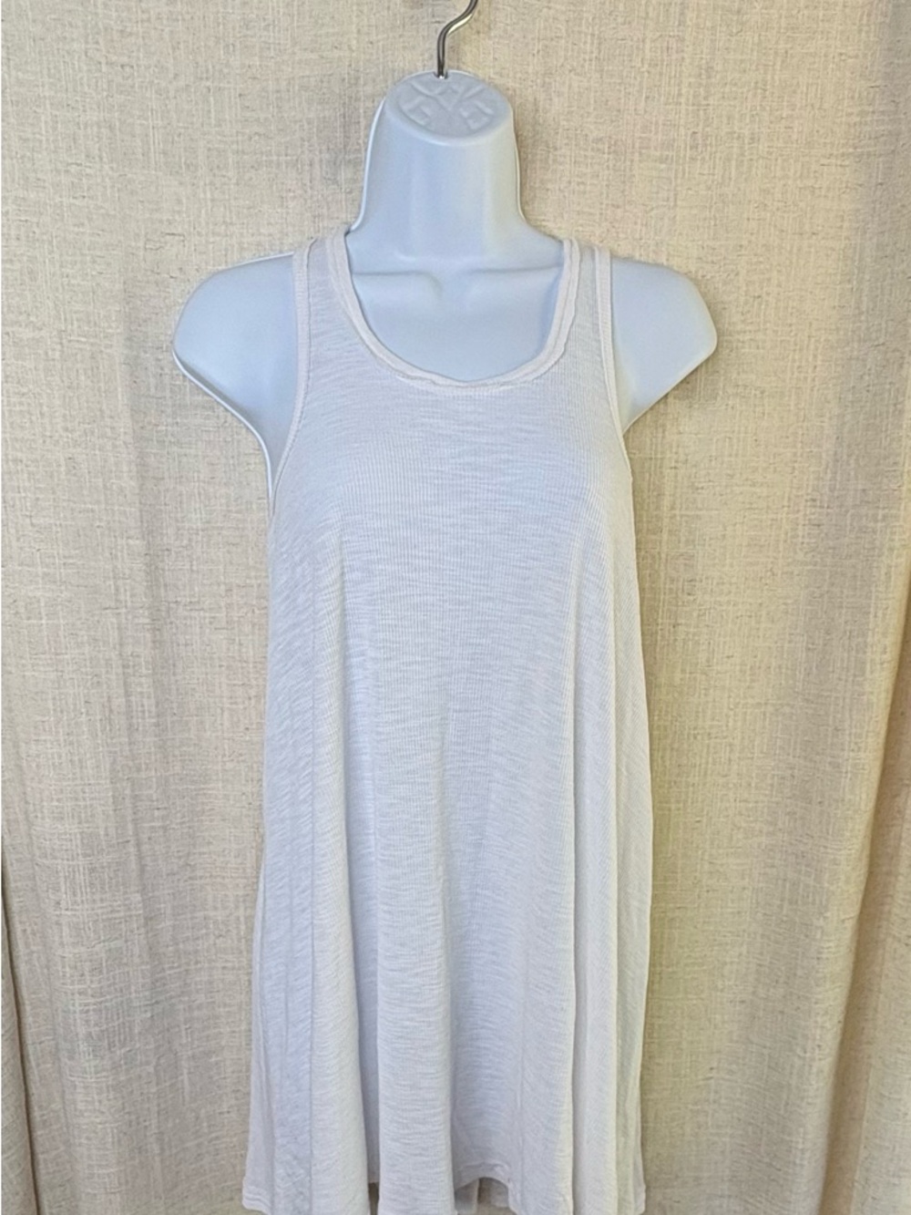 Free People FP Beach Long Beach White Ribbed Racerback Tunic Tank XS